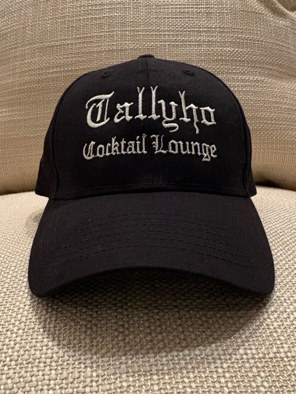 Tallyho Cocktail Lounge Scottsdale AZ./ Black Hat w White Embroidery/Unisex OSFM